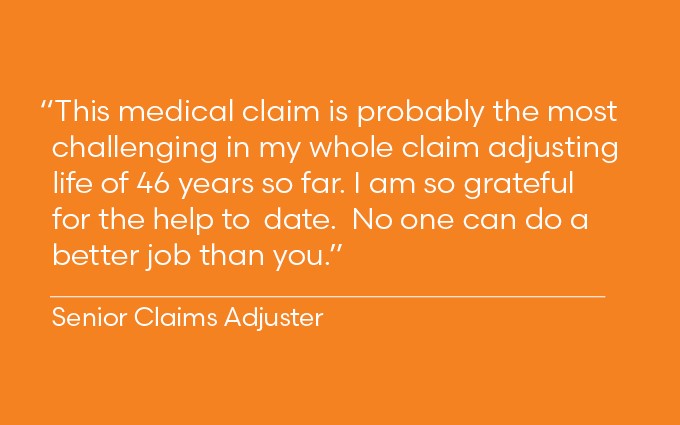 Sr. Claims Adjuster Quote highlighting case management